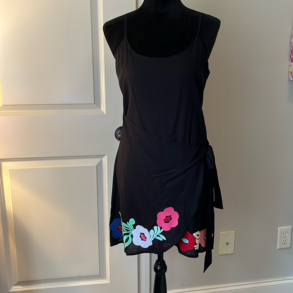 Black faux wrap dress